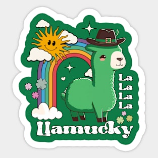 La La La La Llamucky- Funny Llama St. Pattrick's Day Sticker